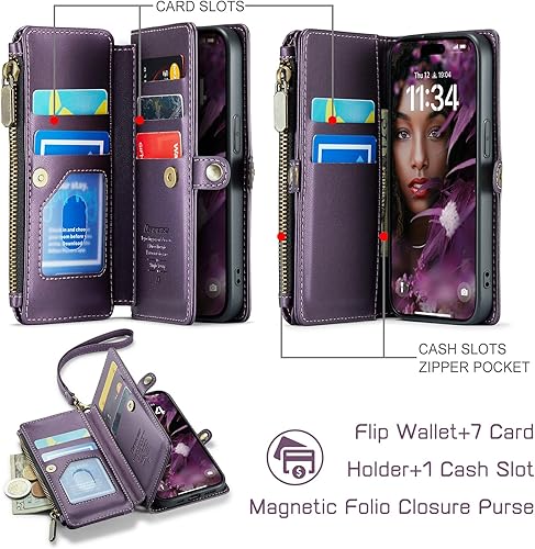 Miniatura 2 de Defencase Funda para iPhone 11 Pro, bloqueo RFID para iPhone 11 Pro, funda tipo cartera para mujeres y hombres con soporte para tarjetas, cierre