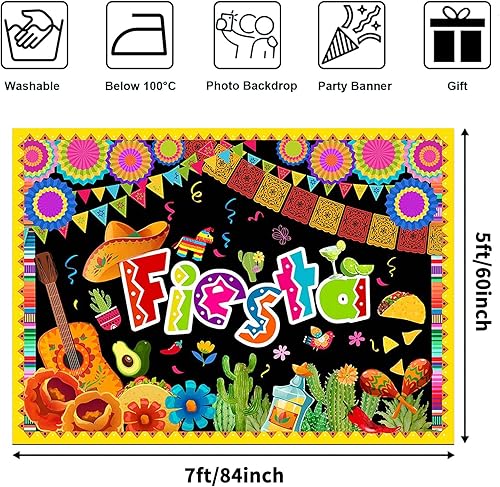 Miniatura 2 de Avezano Telón de fondo de fiesta mexicana fiesta temática cumpleaños fotomatón banner Luau Cinco de Mayo decoraciones de fiesta fiesta mexicana