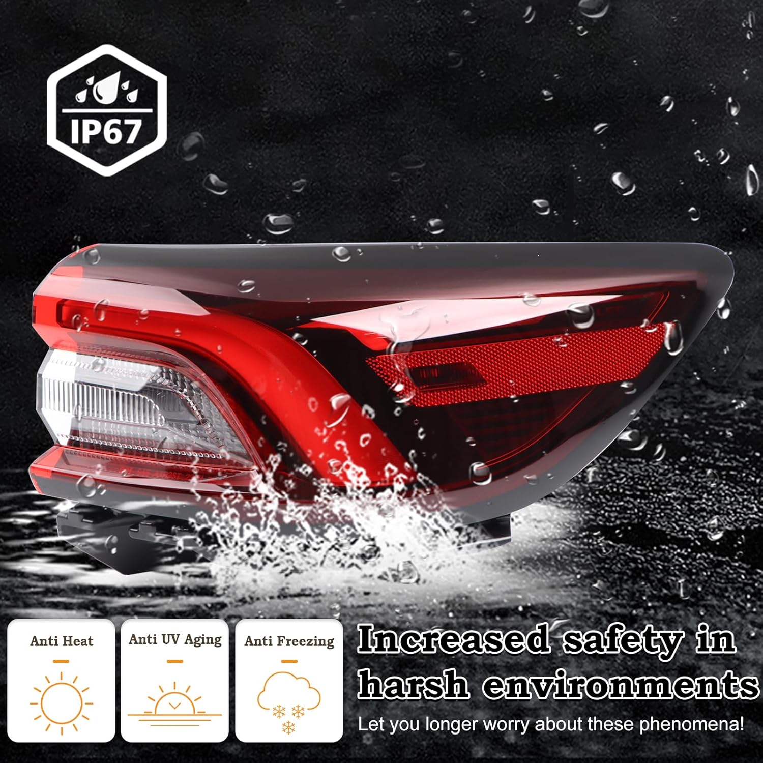 RH LED Tail light Assembly Fit for 2023 2024 2025 Ford Escape Rear Lamp Right Passenger Side Brake Light With Bulbs Outer Rear Lights