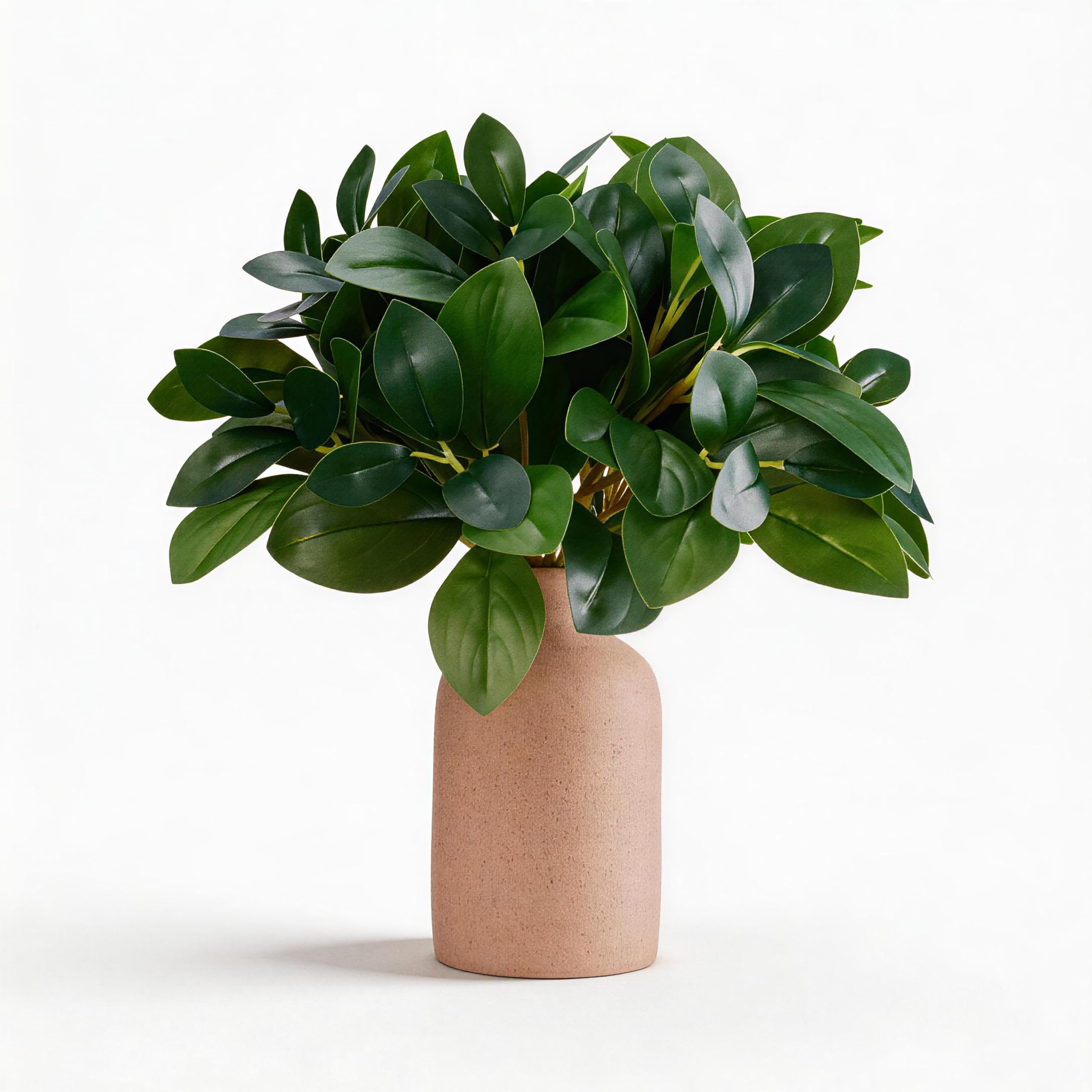 Photo 1 of 12 Inch Artificial Plant Indoor,Small Fake Plants Eucalyptus Stems With Vase,Faux Greenery In Pot For Farmhouse Home Decor,Bathroom Living Room Kitchen Office Coffee Table Centerpiece (Brown)