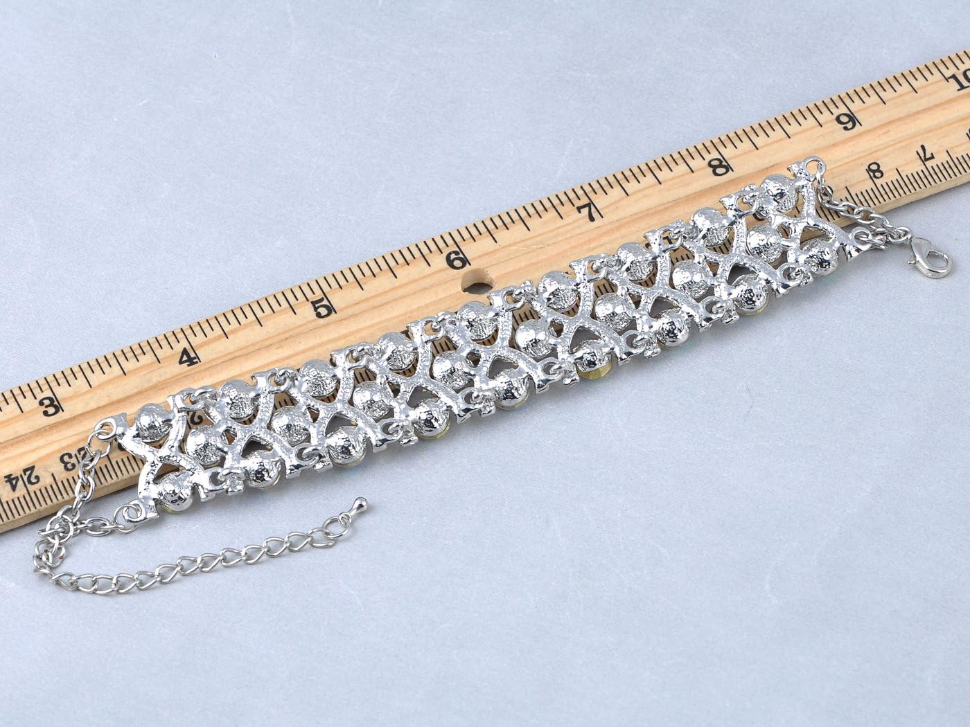 Alilang Silvery Tone Iridescent Clear Crystal Colored Rhinestones Caged Princess Bracelet