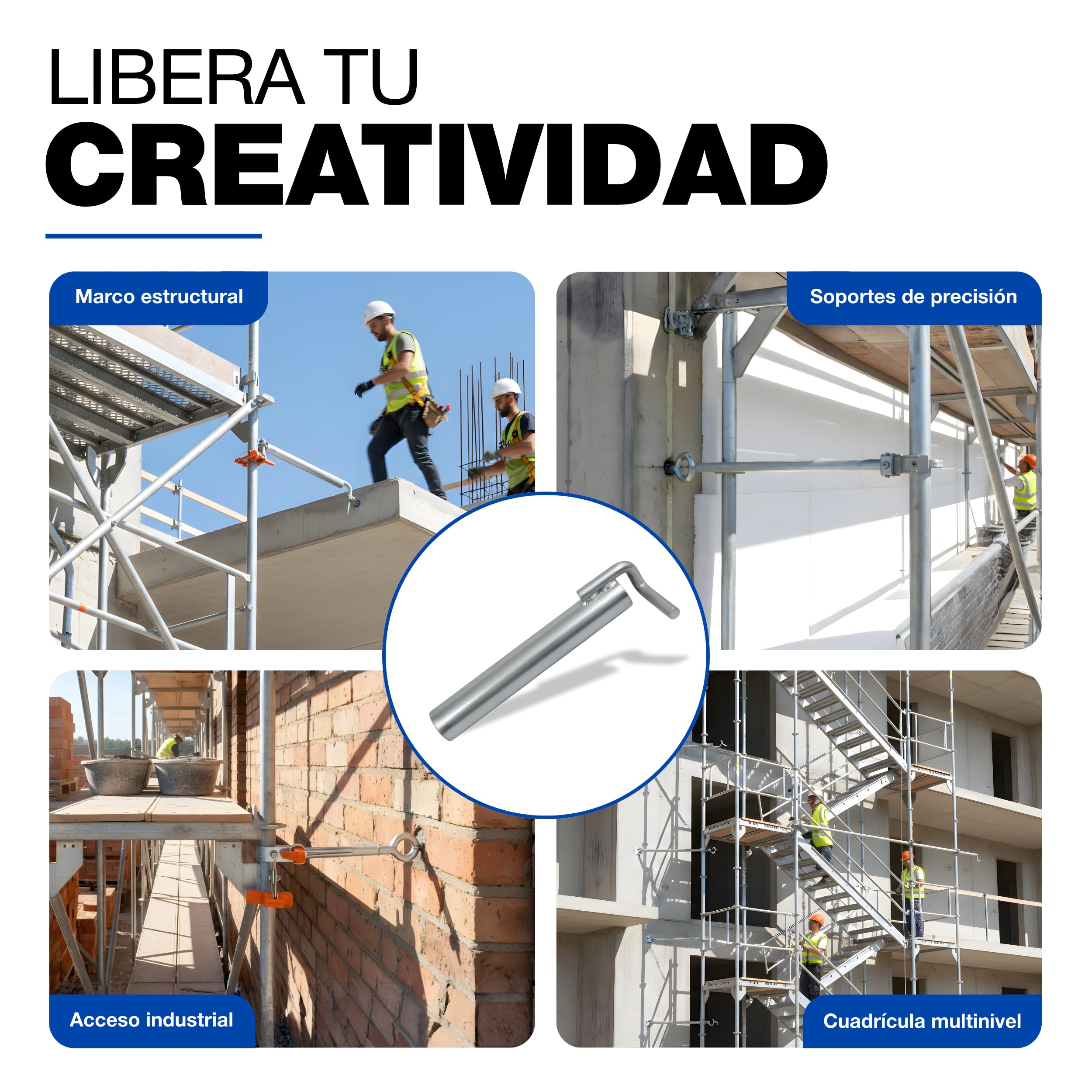 GeZu Impex Tubo de Anclaje para Andamio 400 mm Galvanizado por Inmersión en Caliente Juego de 4 Sistema de Anclaje de Soporte de Tubo para Construcción de Pared de Andamio