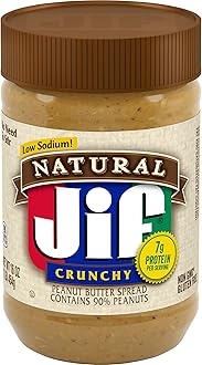 Natural Crunchy Peanut Butter Spread, 16 Ounces (Pack of 12), Contains 90% Peanuts