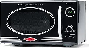 Nostalgia Retro Countertop Microwave Oven - Large 800-Watt - 0.9 cu ft - 12 Pre-Programmed Cooking Settings - Digital Clock - Kitchen Appliances - Black