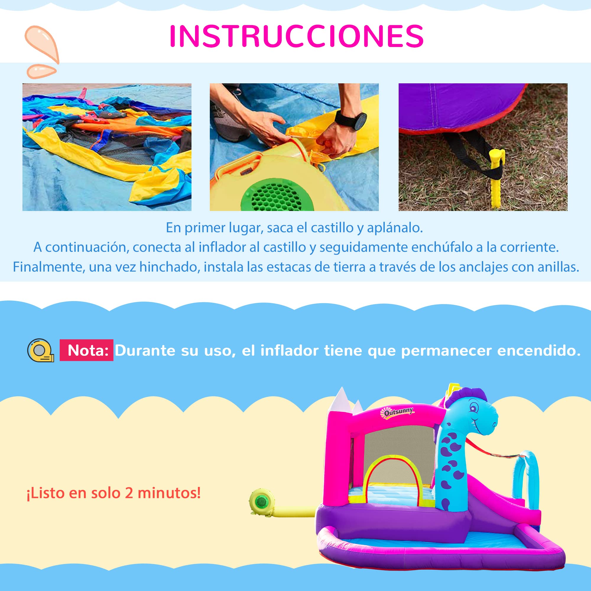 Outsunny Castillo Hinchable Con Tobogán Cama De Salto Y Piscina Para Ni Os De 3 A Os Incluye Inflador Y Bolsa De~16bkdeb60k001 Outsunny Castillo Hinchable Con Tobogán Cama De Salto Y Piscina Para Ni Os De 3 A Os Incluye Inflador Y Bolsa De~16bkdeb60k001