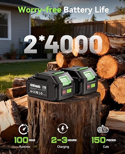 Miniatura 3 de Sierras de pértiga eléctricas para poda de árboles: Mini motosierra inalámbrica de 6 pulgadas con pértiga de extensión, 2 baterías de 4000mAh