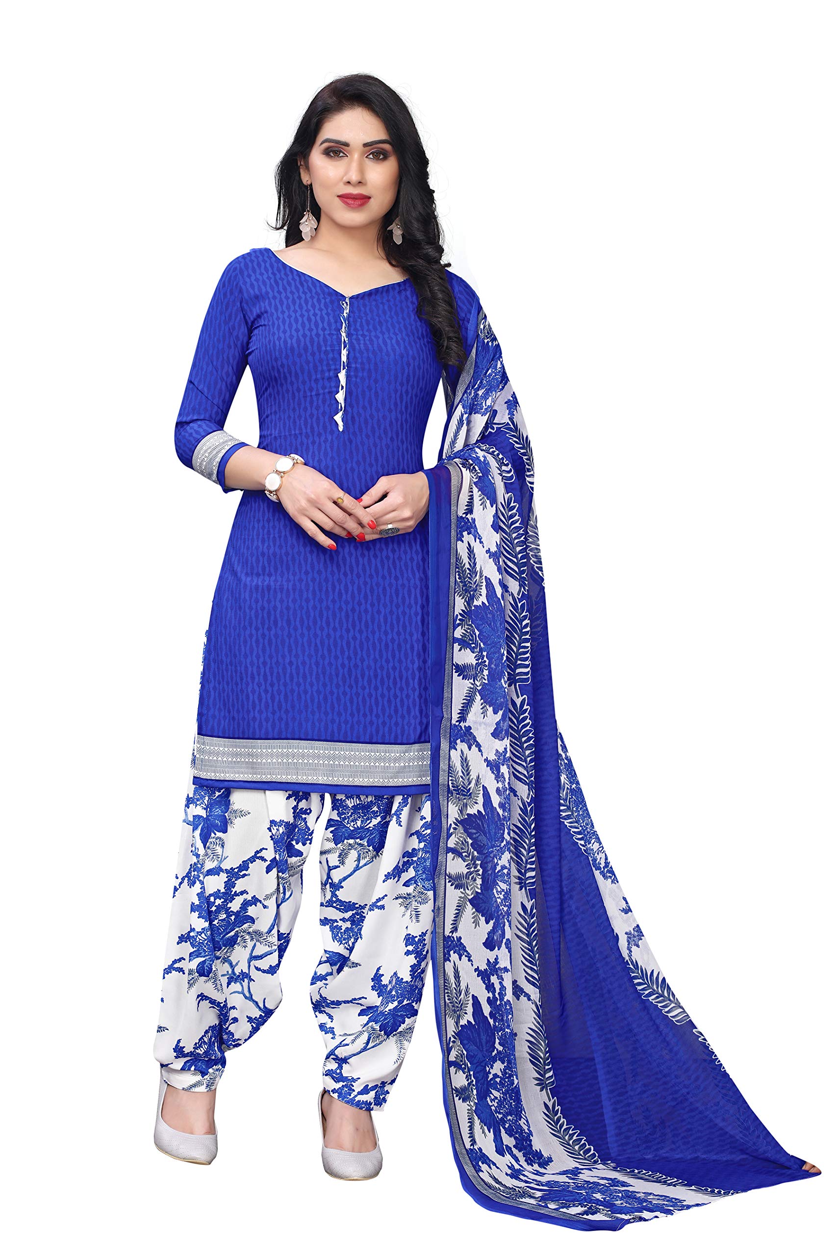 Women Priyashi Womens Printed Unstiched French Crepe Dress Material(GHUNGROO BLUE FC)-image-9