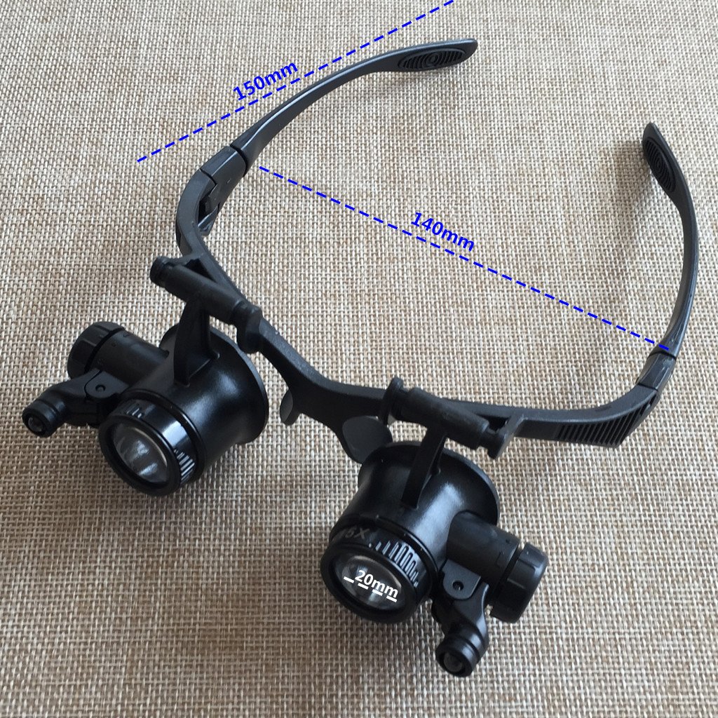 Image secondaire de Lunettes jumelles loupes 10x 15x 20x 25x pour réparation de montre Avec éclairage LED