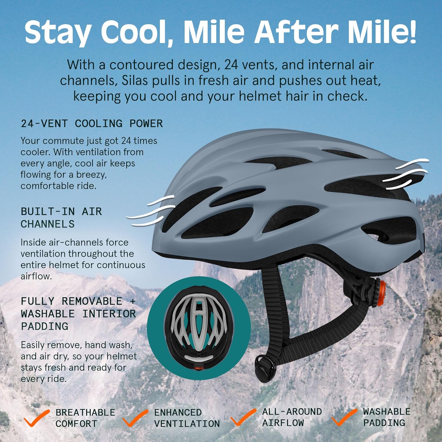 Retrospec Silas Road Bike Helmet with 24 Air Vents & Built-in LED Safety Light - Adjustable Adult Cycling Protection 54-61cm - Padded & Lightweight Design