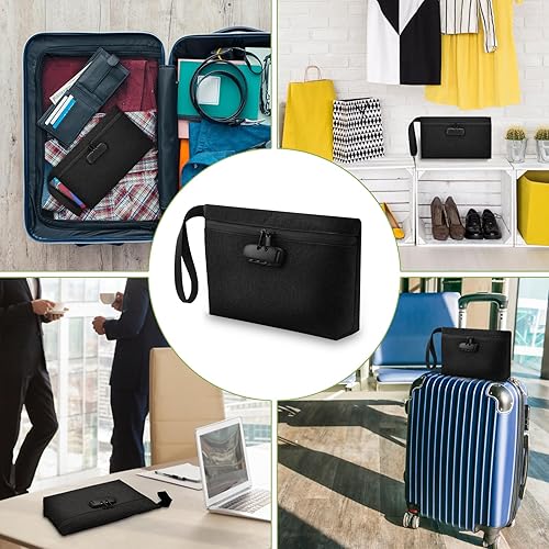 Miniatura 7 de KeeKit Bolsa de dinero con cerradura de combinación, 13 x 8 pulgadas, impermeable, para hombres y mujeres, bolsa de accesorios de bloqueo para