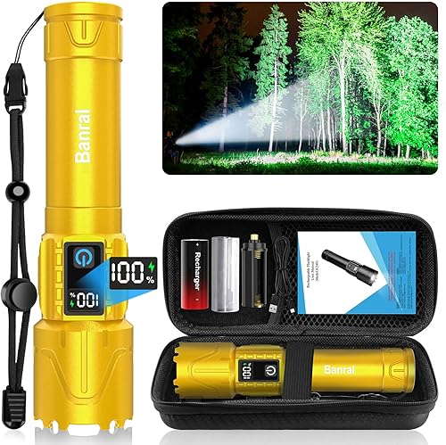 Miniatura 13 de Linternas Tácticas Recargables de Alto Lúmenes - 5000mAh LED Súper Brillante Luz Flash Potente, Linterna USB C Impermeable de Mano para Hogar,