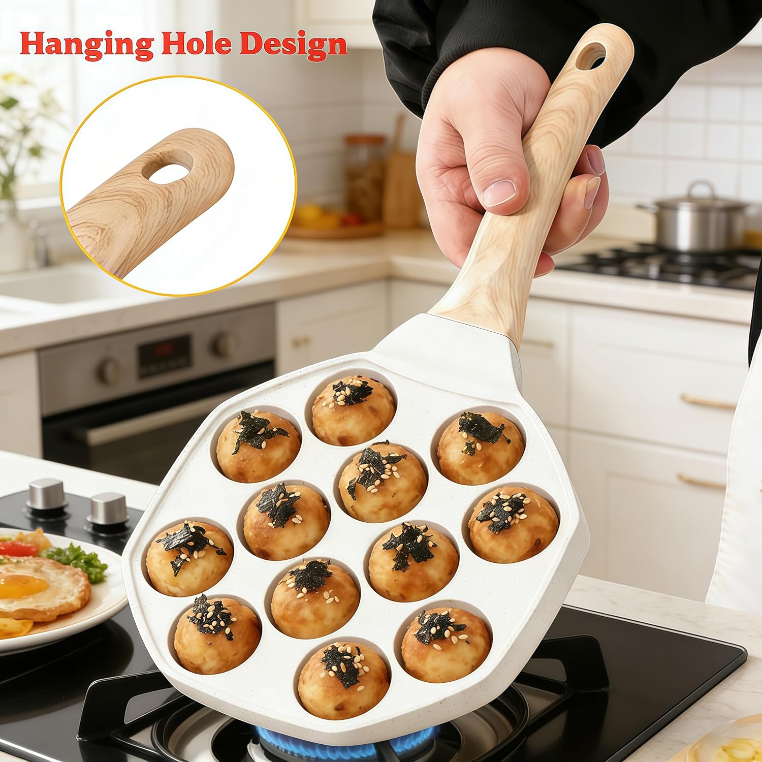 Hanging Hole Design Takoyaki Pan