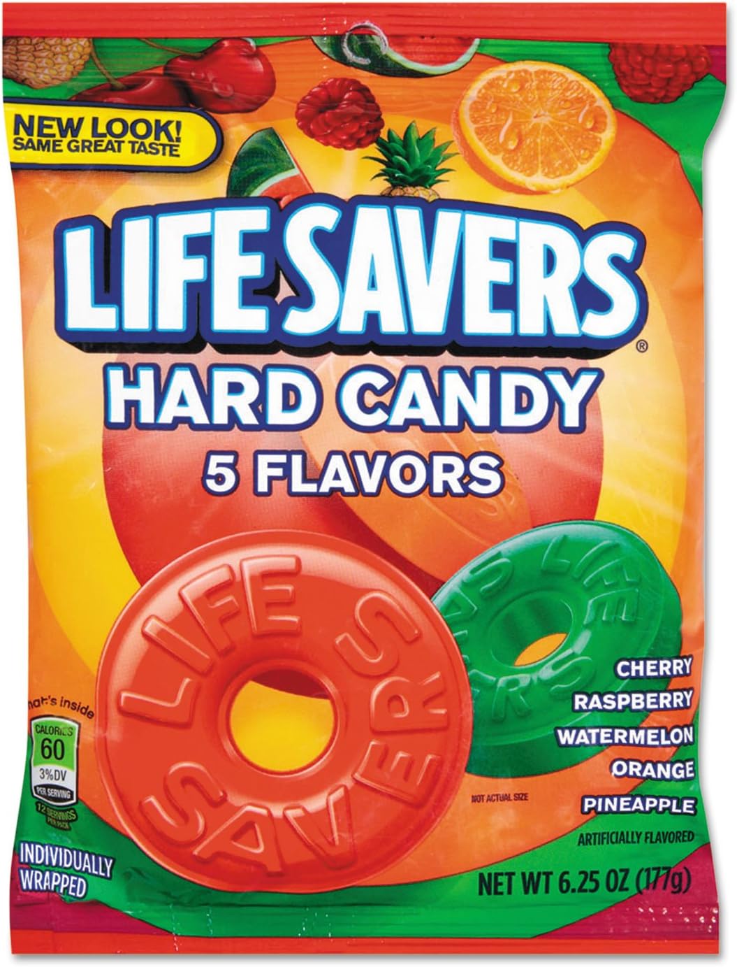 Original Five Flavors Hard Candy, Individually Wrapped, 6.25oz Bag, Sold as 1 Each