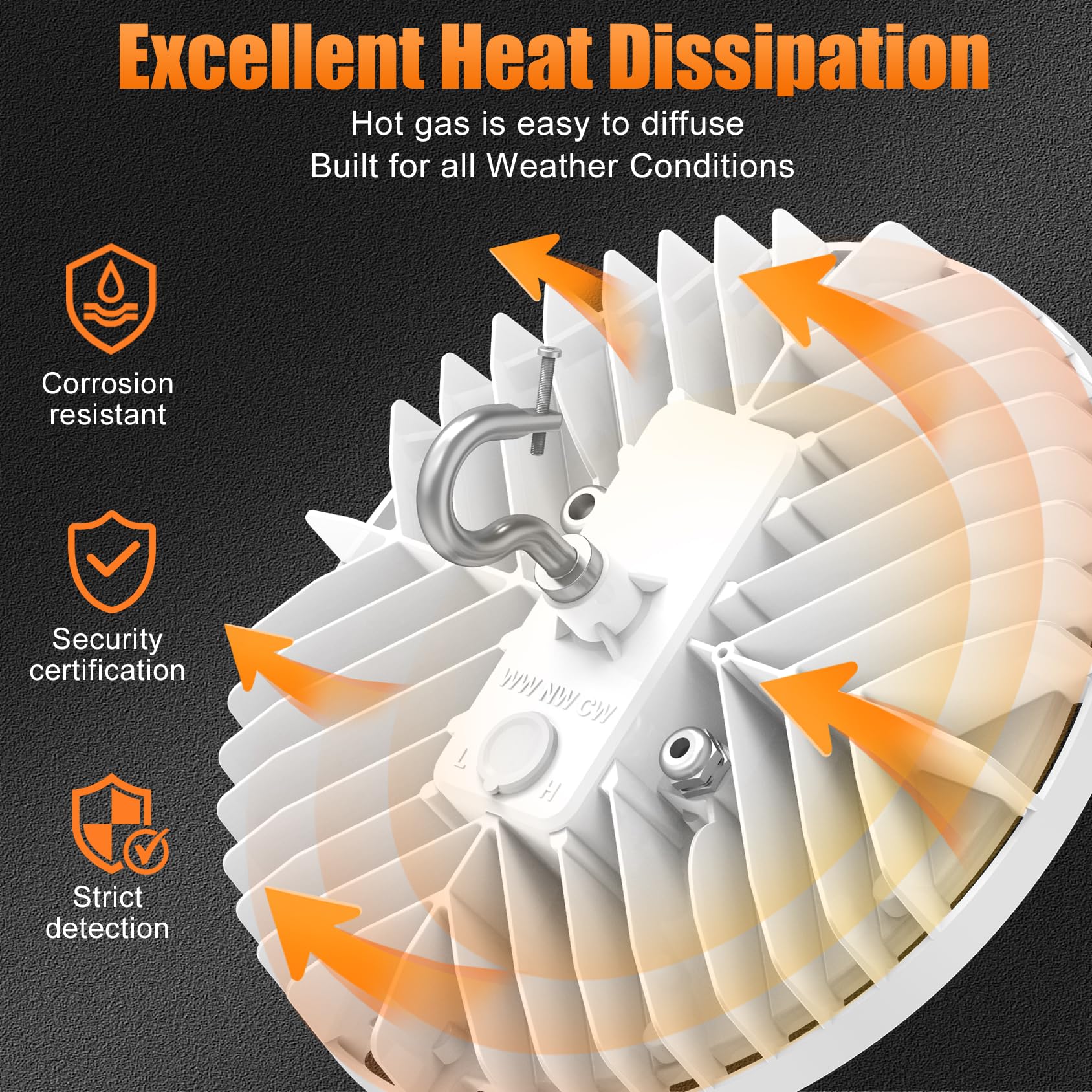 6 Pack LED High Bay Light 240W 200W 150W Adjustable UFO High Bay LED Lights 4500K 5000K 5700K — view 6