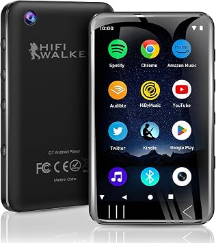 HIFI WALKER G7 MP3 Player with Bluetooth & WiFi, 144GB Android 13 Music Player 16GB+128GB, 4  HD Touchscreen MP4 Player with 3GB RAM, 1080p Video, Portable Spotify Player for Kids & Adults, Black