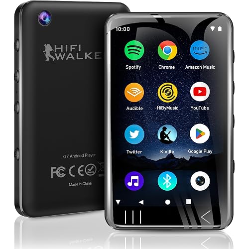 HIFI WALKER G7 Android 13 MP3 Player with Bluetooth WiFi 144GB Music Player | 4-Inch Touch Screen MP3 with Spotify and Google Play MP4 Player with Speaker, Camera and Parental Controls, Black