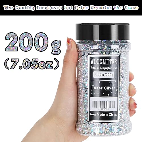 Miniatura 3 de Purpurina gruesa holográfica, purpurina artesanal para resina, escamas de lentejuelas gruesas iridiscentes metálicas con purpurina fina a granel,