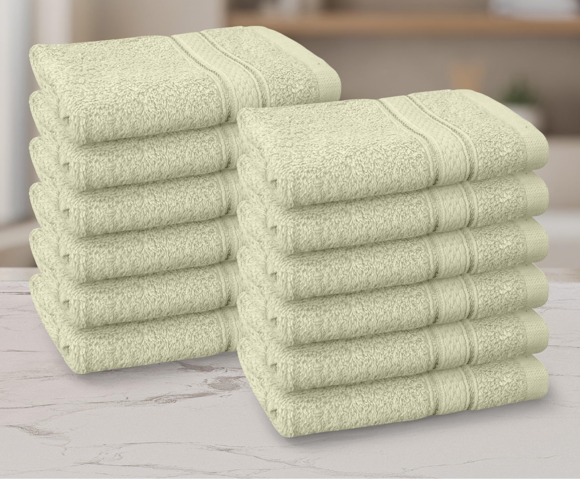 Casabella Ivory 12 Pack Flannel Face Cloth - 100% Cotton Face Towels Soft & Absorbent Super Quality Washcloths 30X30cm, Fingertip Towels For Makeup Removal & Cleansing - Face Cloth