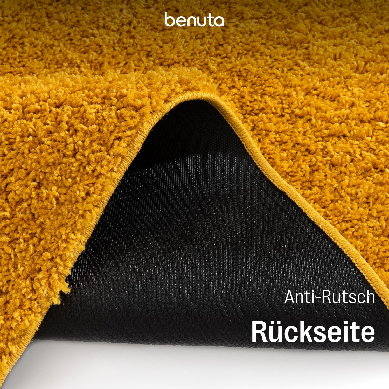 benuta Basic Hochflorteppich Soho - gelb 120x170 cm - Kuschelig Weicher Teppich im Minimalistischen Look - Pflegeleicht - Fußbodenheizung Geeignet