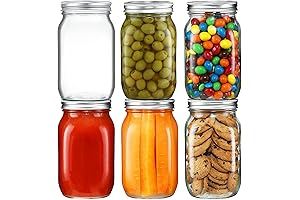 YEBODA 6 Pack Wide Mouth Mason Jars 32oz