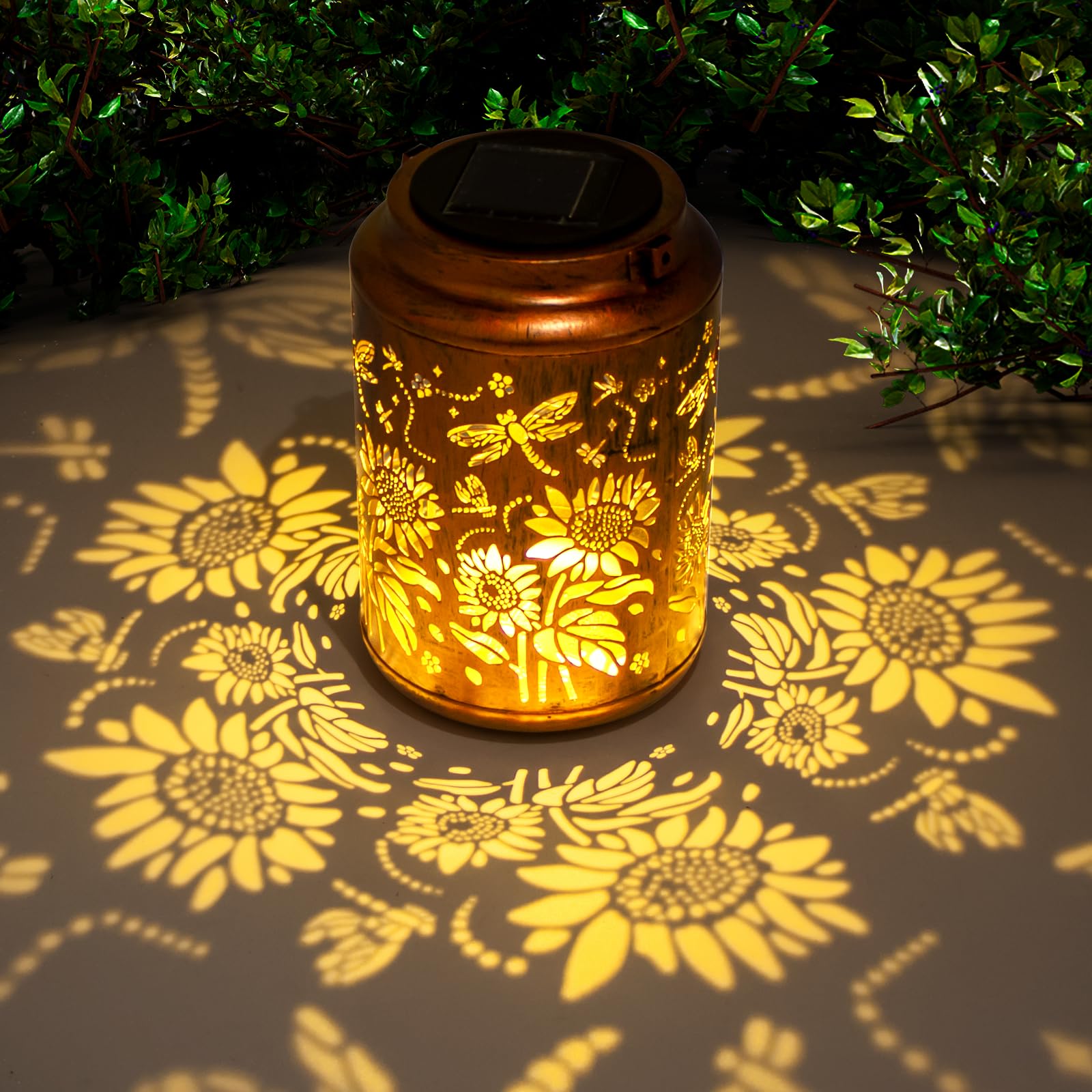 Sonnenblumen Solarlampen für Außen, wasserfeste Metall-Hängelichter für Garten, Terrasse - Perfekte Geburtstags- und Gartengeschenke für Frauen, Mütter & Großmütter