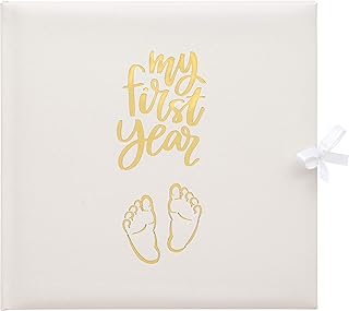 Libro de registro de mi primer año para conmemorar el nacimiento hasta su primer año en la tierra, color blanco