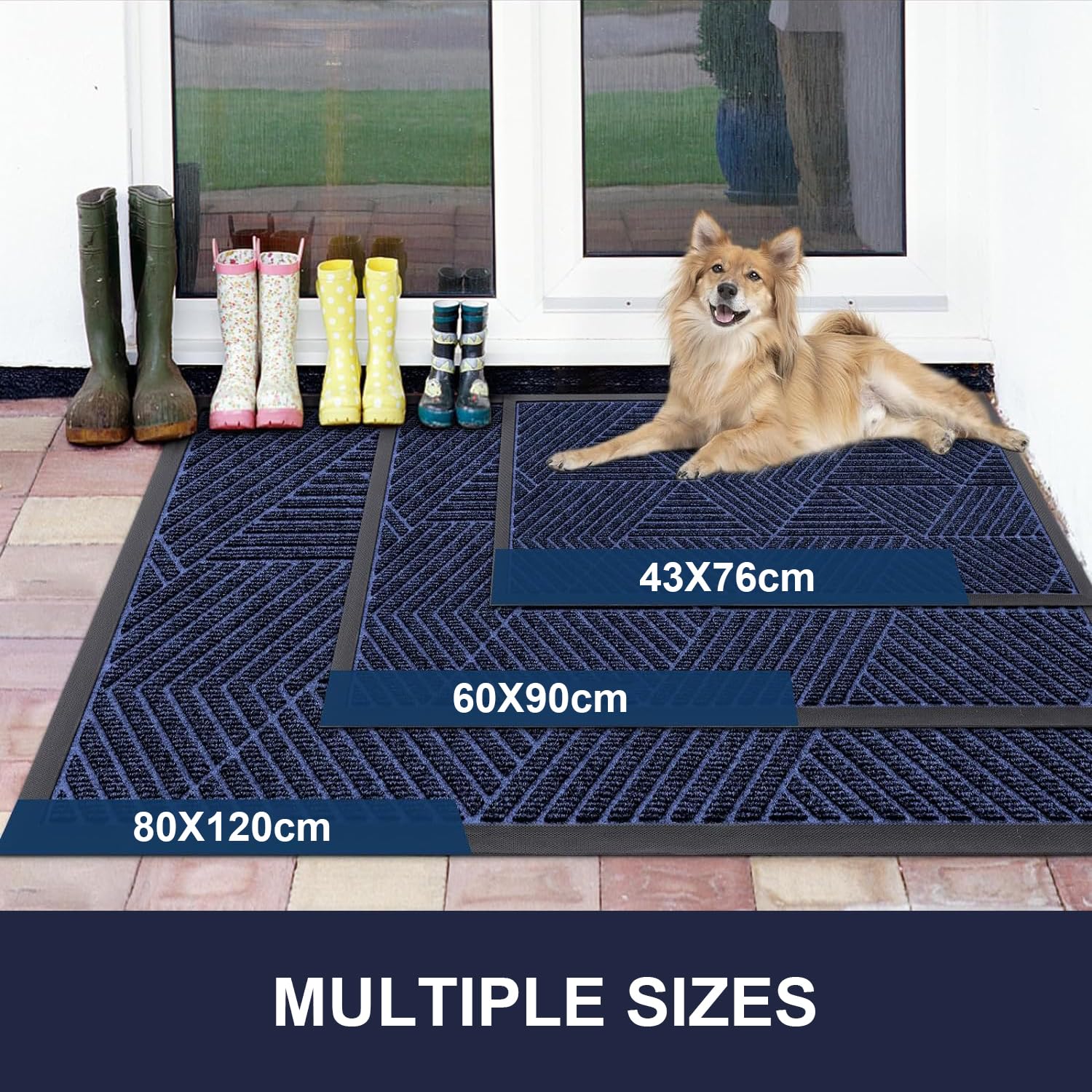 smiry Door Mat, Heavy Duty Door Matts Indoor Outdoor, Dirt Trapper Easy Clean Doormat - Image 2