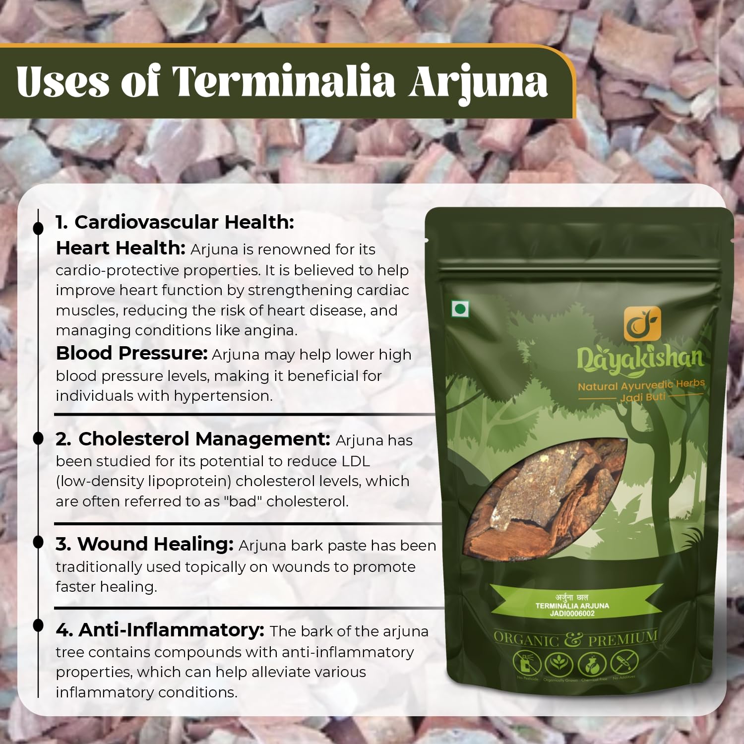 Arjun ki Chaal 250g - Cleaned and Graded Arjun Chhal, Whole Arjuna Bark, Terminalia Arjuna | Raw Arjun Chal for Kwath, Sorted, No Additives — Amazon image 4