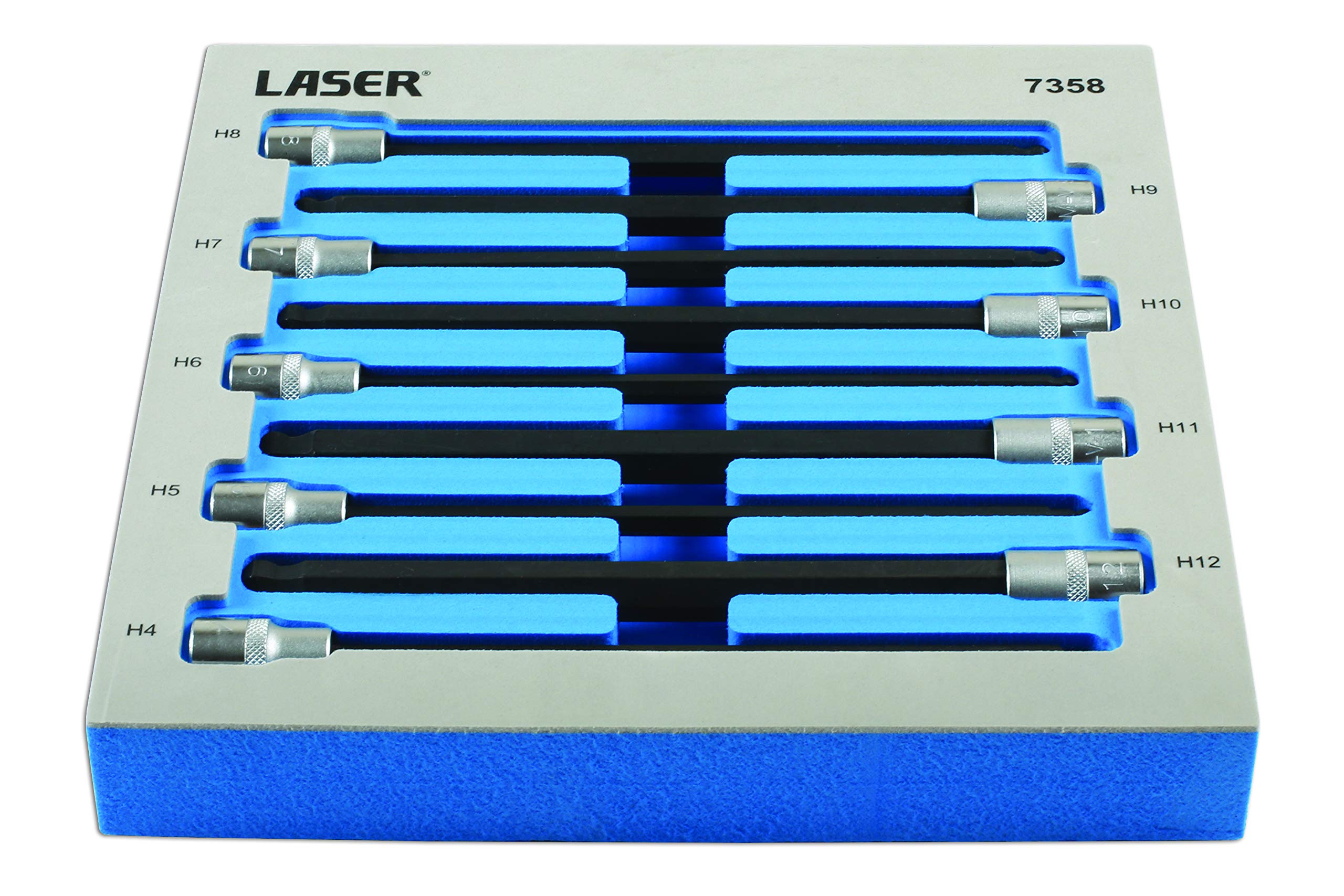 Laser 7358 Lot de 9 embouts hexagonaux 3/8" D