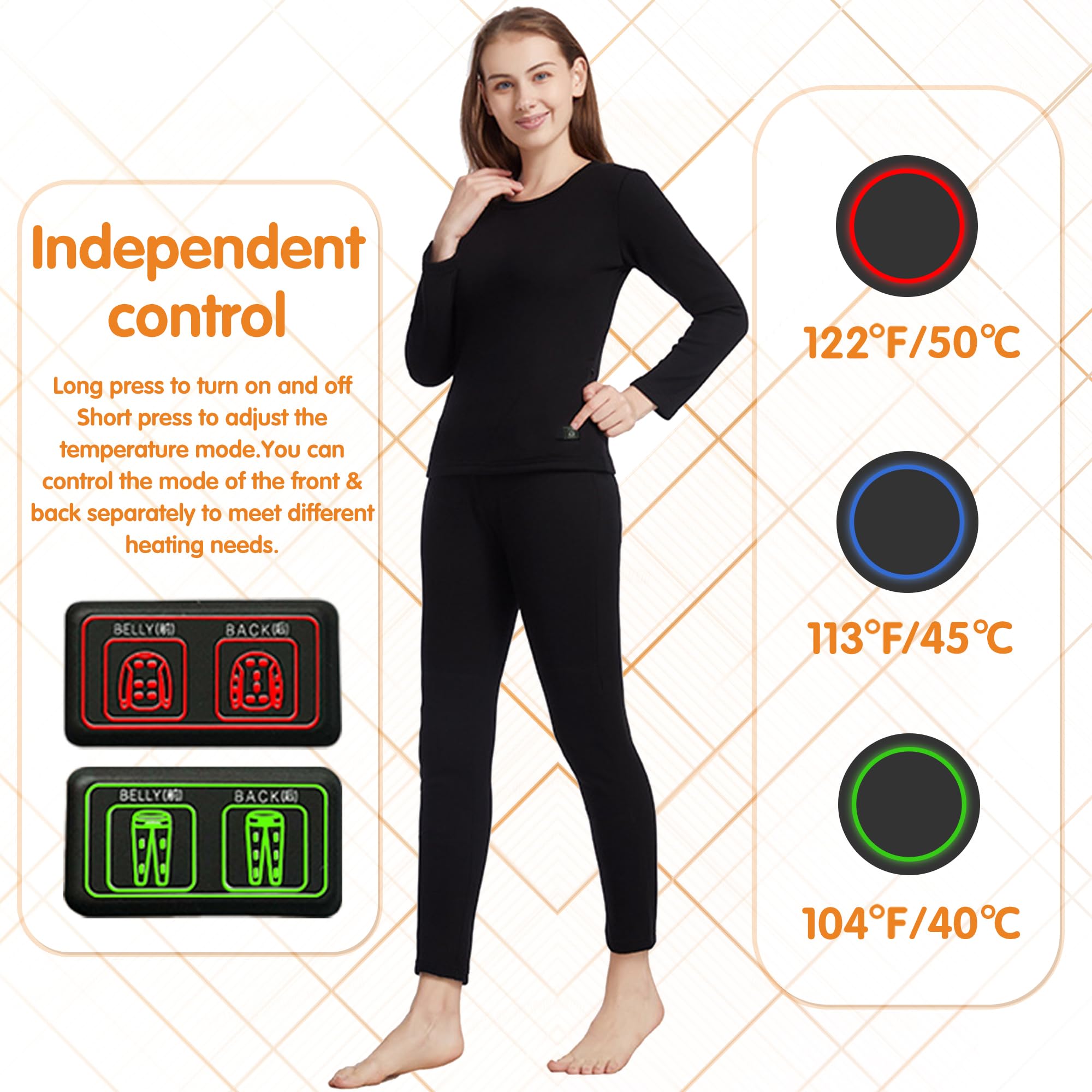 Pantalones calefactables para Mujer, Ropa Interior térmica eléctrica, 16 Zonas, Recargables, para Caza y esquí.