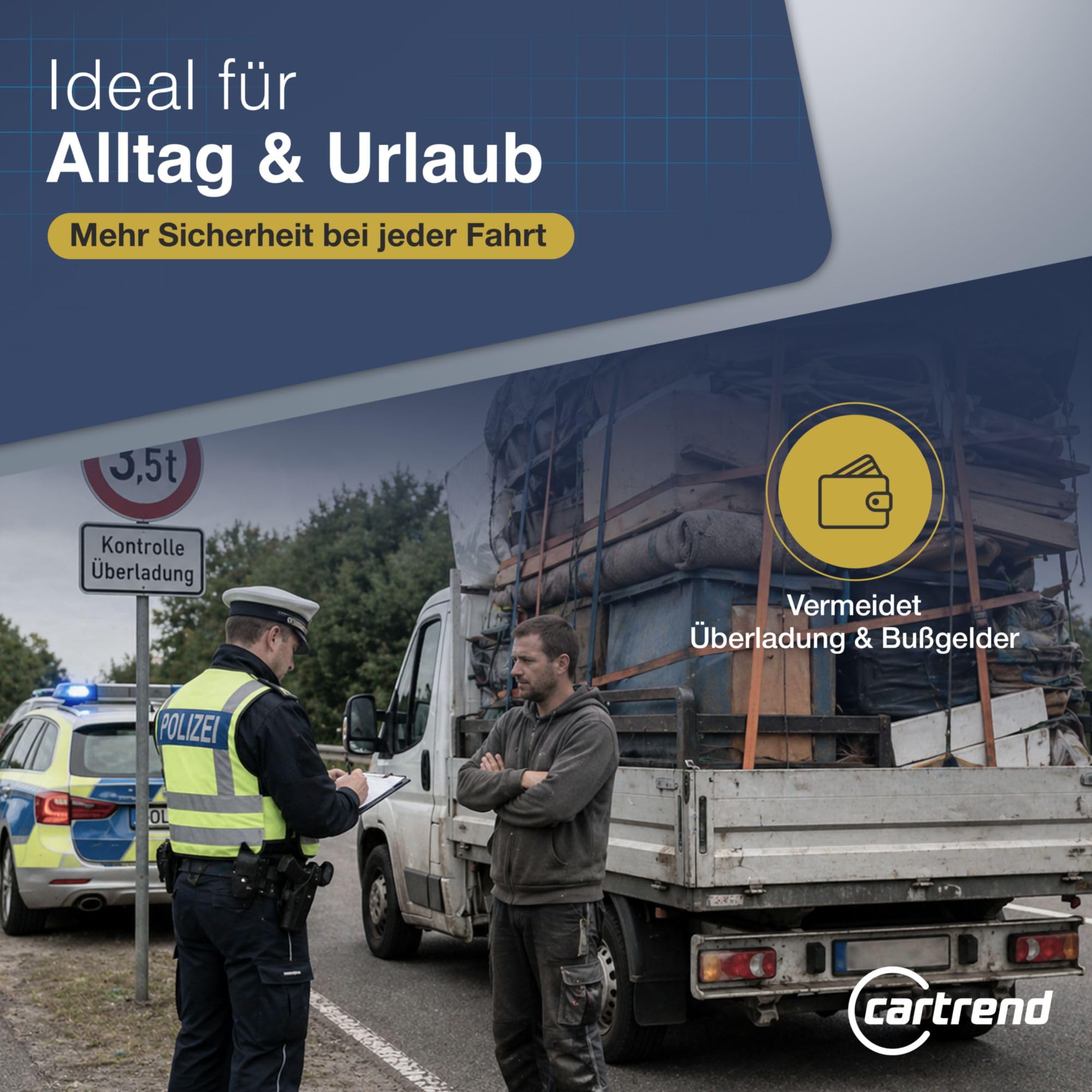 cartrend Fahrzeugwaage | präzise Waage für PKW, Anhänger, Wohnmobile | 1500 kg pro Rad | sicher & zuverlässig | mit DREI Wiegeprogrammen & digitaler Anzeige | tragbar & wiederaufladbar | orange