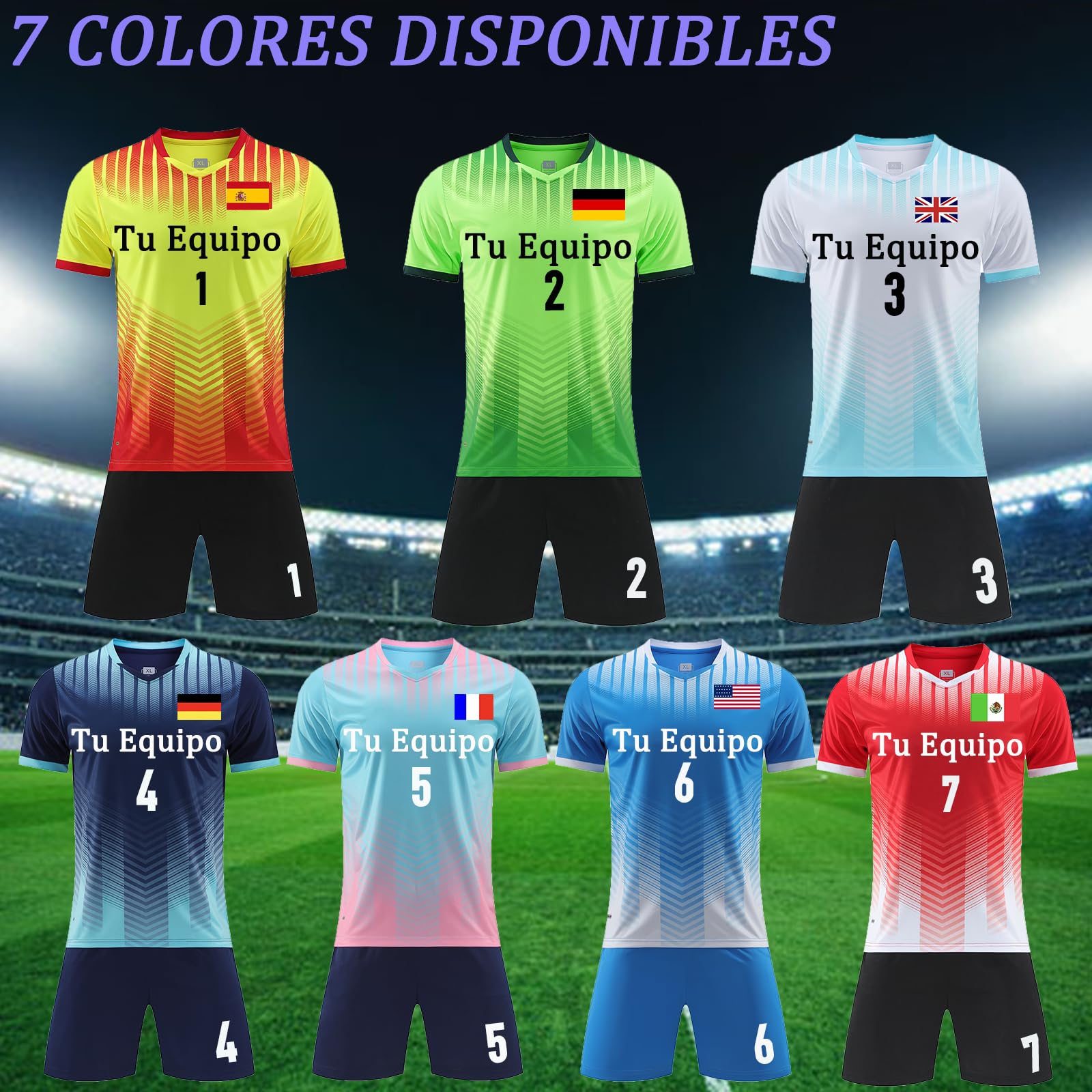 OPUTWDF Personalizable Equipacion Futbol Niño Hombre Personalizada Conjunto Futbol Niño y Adultos con Nombre Número Logotipo del Equipo Camisetas Futbol