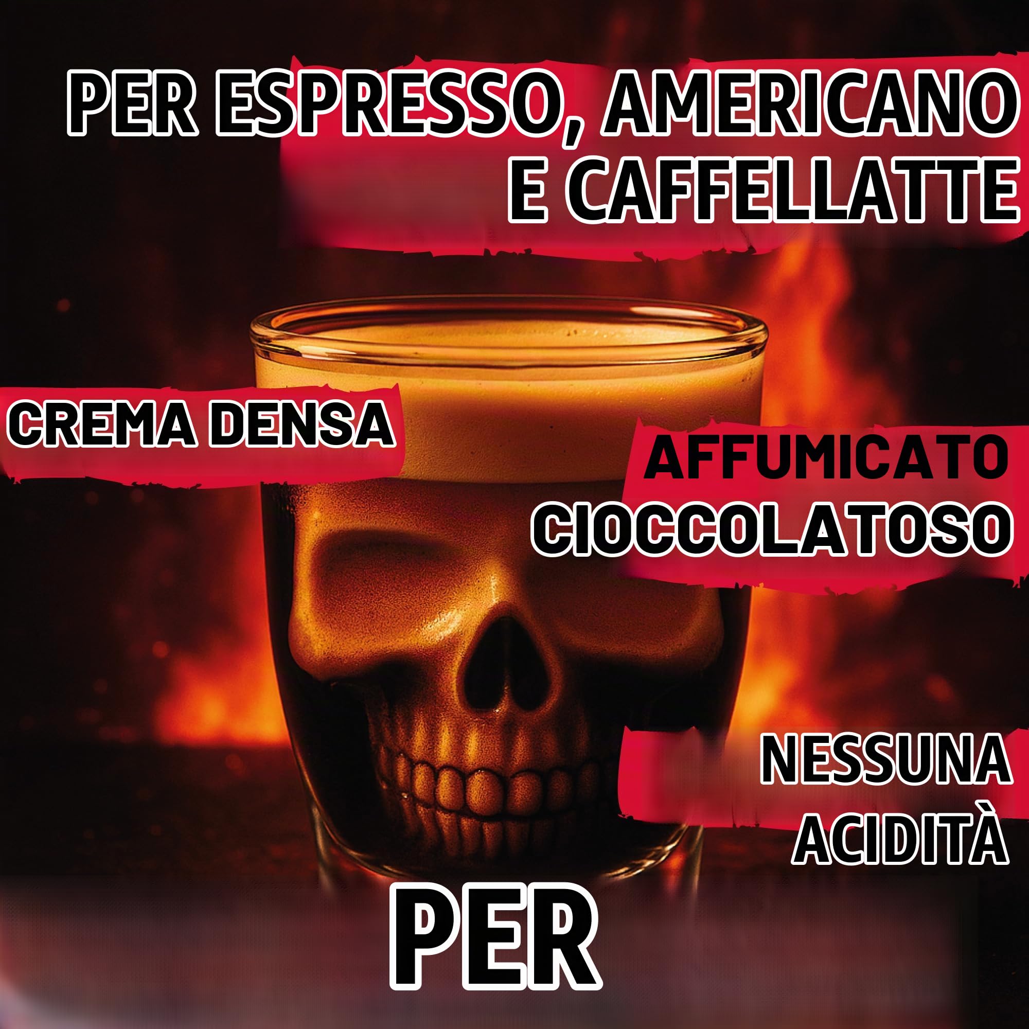 DEAD OR ALIVE Caffè Espresso in Grani DIAVOLO – Tostatura Scura Estrema – 100% Robusta – Bassa Acidità – Stile Napoletano – 1 kg