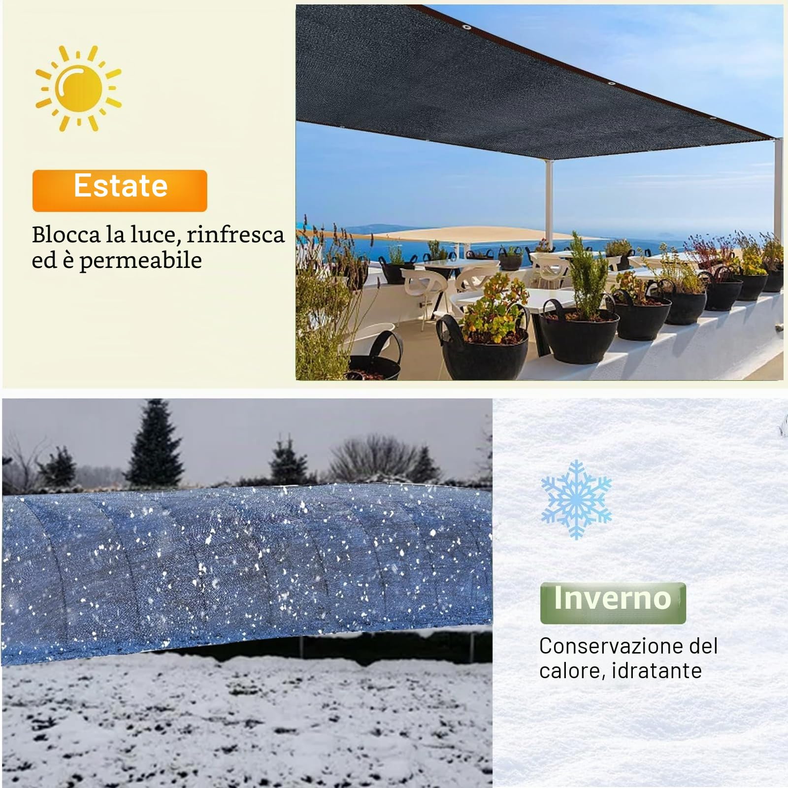 Rete Ombreggiante, 4x3M Telo Ombreggiante Occhiellato, 80% –90% Panno Ombra con Occhielli,Tessuto Ombreggiante,Panno Ombreggiante,Rete Parasole,per Giardino,Pergola,Piante da Patio,Serra,Pollaio