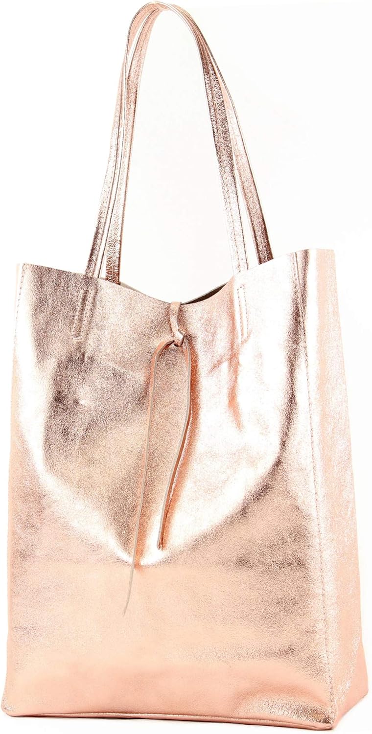 modamoda de - T163 - Ital. Large shopper bag with leather inner pocket