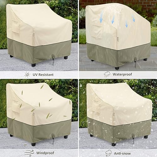 Miniatura 6 de COSFLY Fundas impermeables para sillas de patio para muebles de exterior, fundas de asiento profundo, fundas de muebles de césped para hasta 32