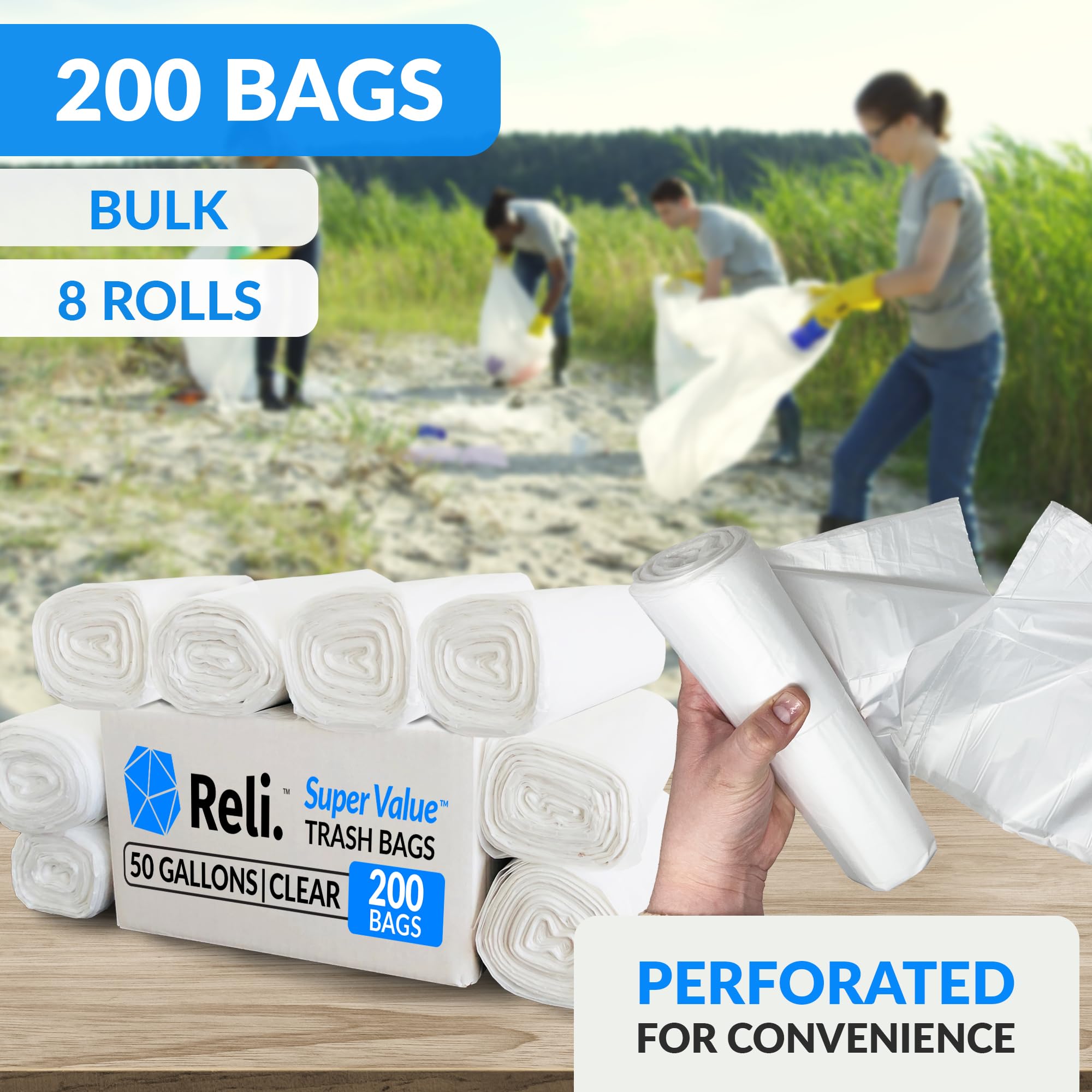 Snapklik.com : Premium 50 Gallon Trash Bags 200 Count Made In USA Heavy ...