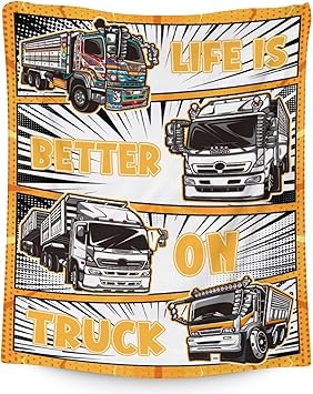 Truck Blanket Gifts - 30x40 Inches Funny Throw Blanket for Boys & Kids - Black Soft Fuzzy Car Blankets for Couch & Office