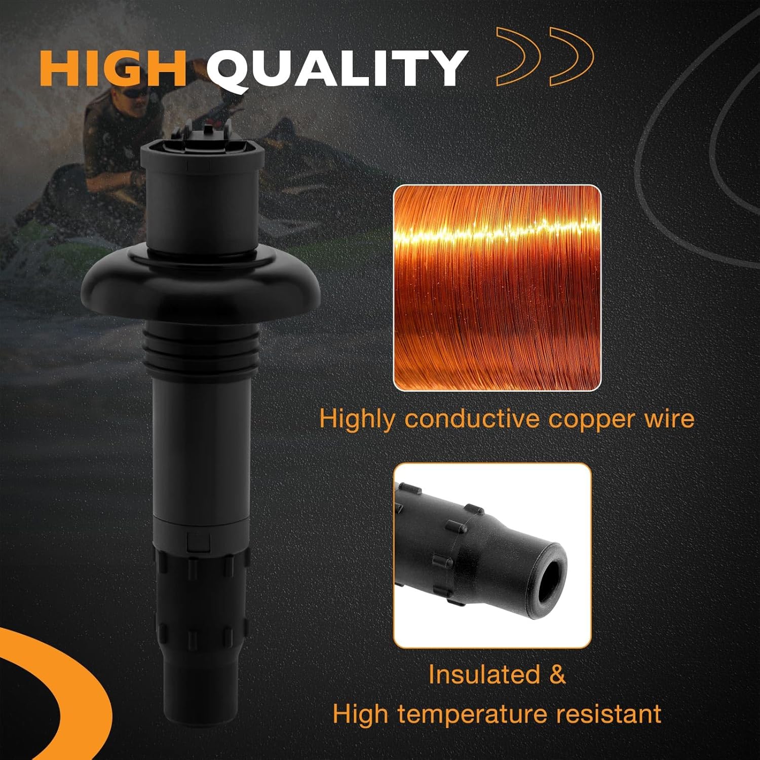 Ignition Coil Pack (3pcs), Compatible with 2002-2016 SeaDoo 4-TEC/RXT 260/215, GTX 155/215/255/260, RXT 215/255/260, GTR 215, GTI 130/155, RXP 215, Replaces# ‎420664020, 296000307