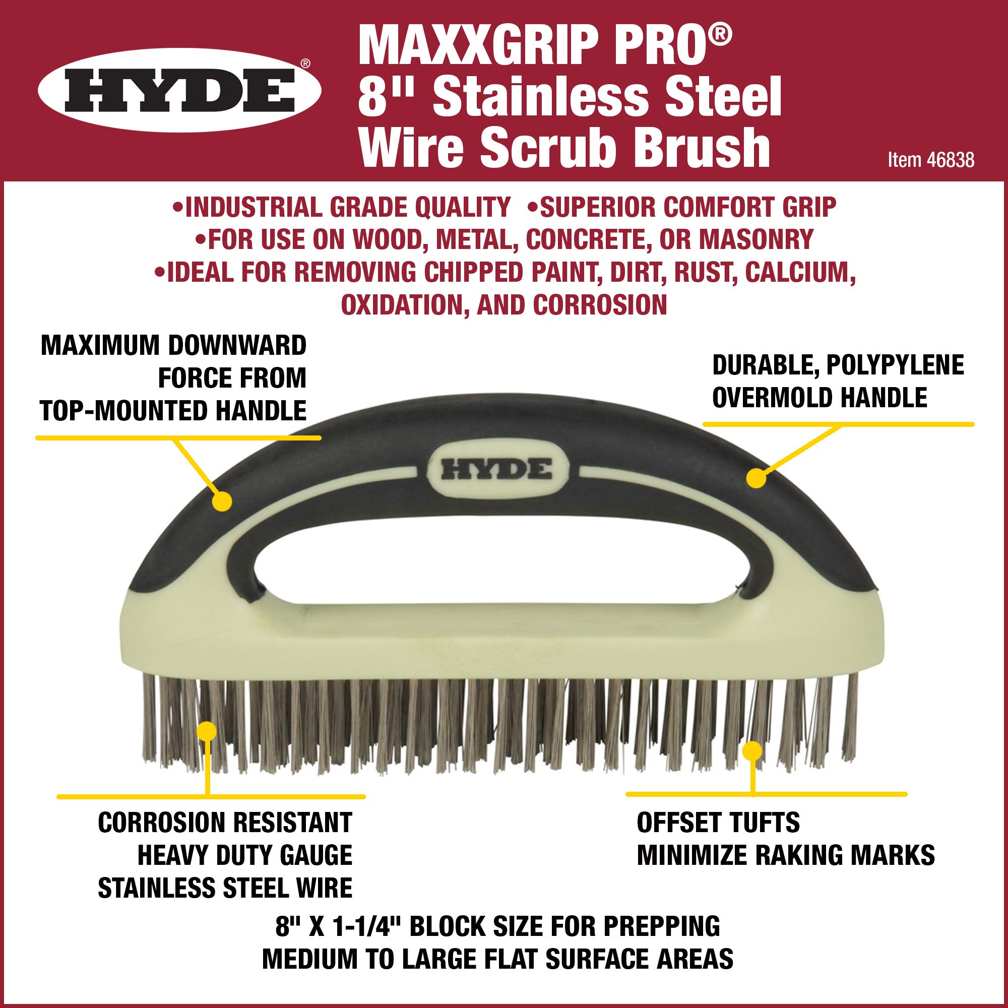 Hyde MAXXGRIP Wire Brush - 8 Inch -2