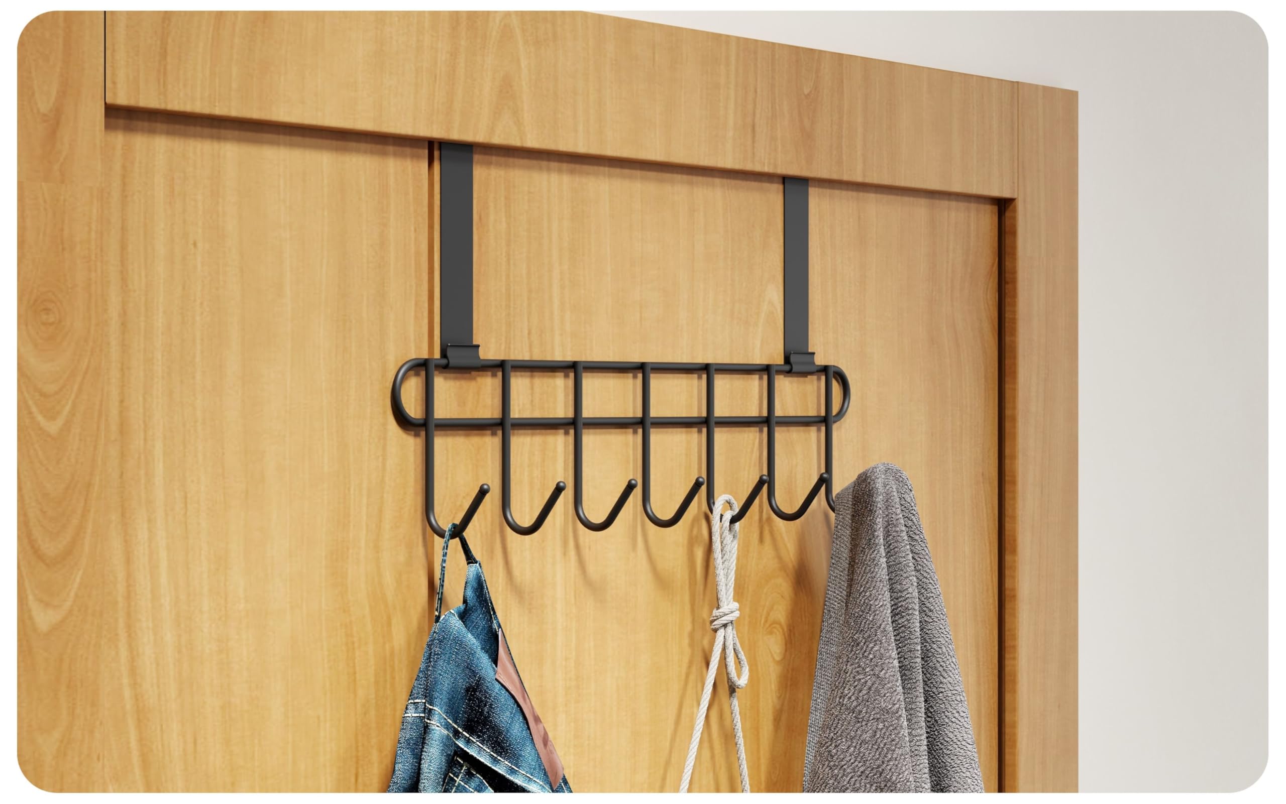 Amiraj Multi - Alloy Steel Functional Steel Over The Door Hook Hanger Organizer/Wall Hook Rack - Black (7 Hook) (B0CV7TFZTC) Amazon Price History, Amazon Price Tracker