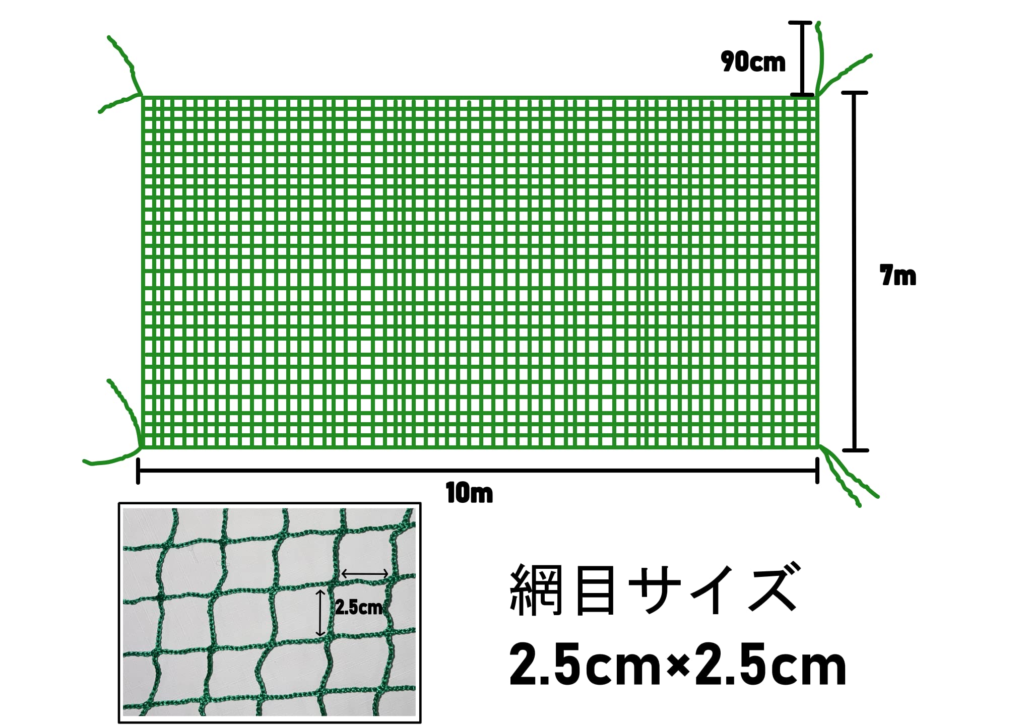 養生ネット 7m×10m 25mm目合 2枚(1枚あたり6600円) グリーン