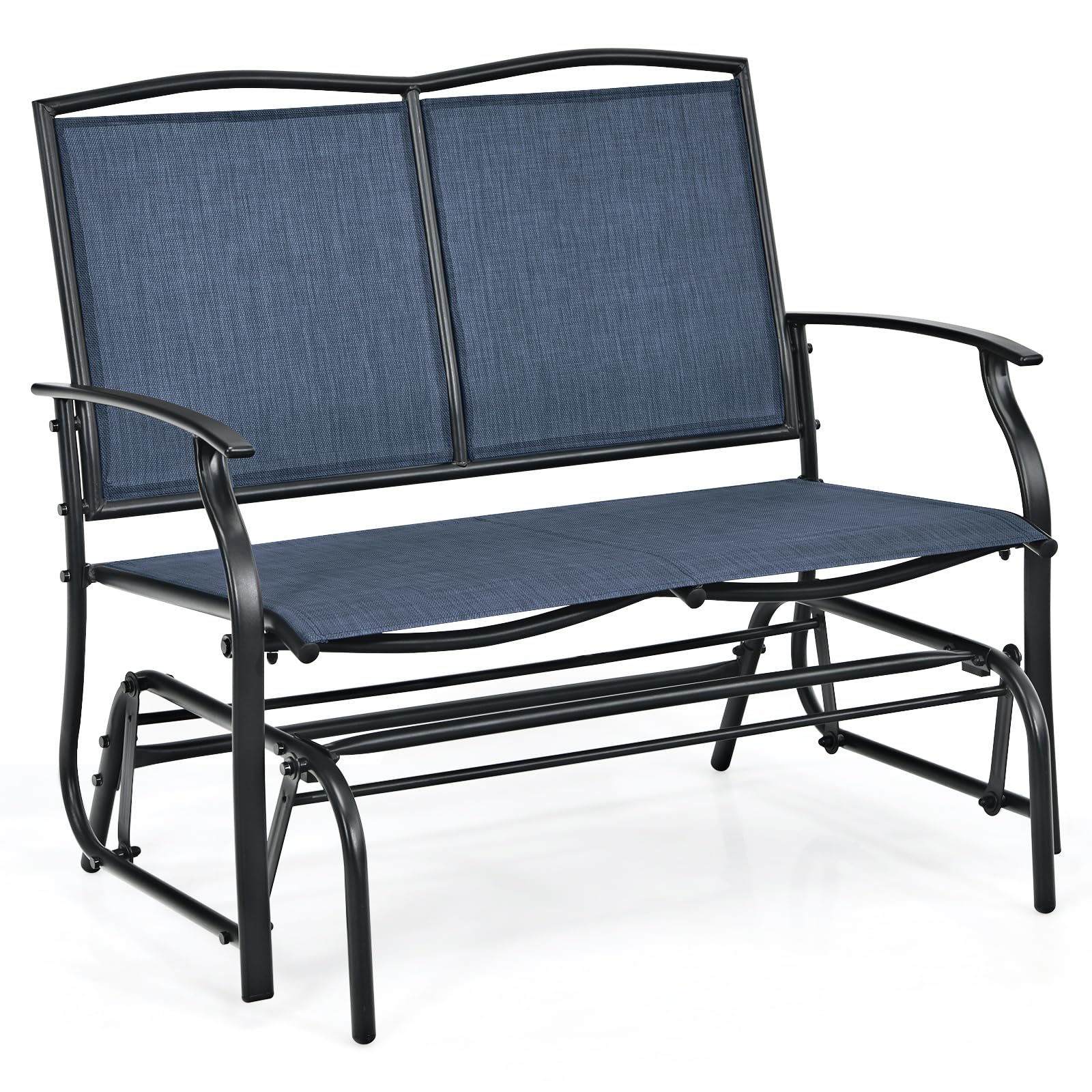 GIANTEX Patio Glider Benches for Outside, Swing Glider Chair w/Steel Frame