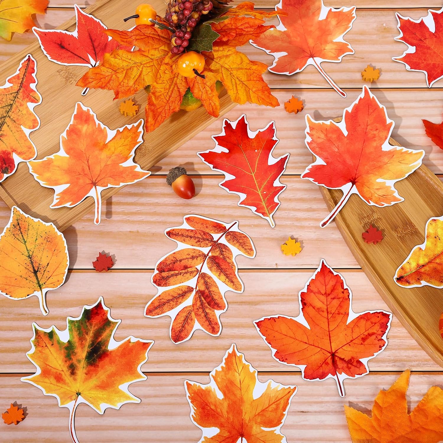 AnyDesign 20Pcs Fall Refrigerator Magnets Maple Leaves Fridge Magnets Thanksgiving Decorative Car Magnetic Stickers with Orange Color Series for Metal Door Garage Cabinet Mail Box Microwave Decor