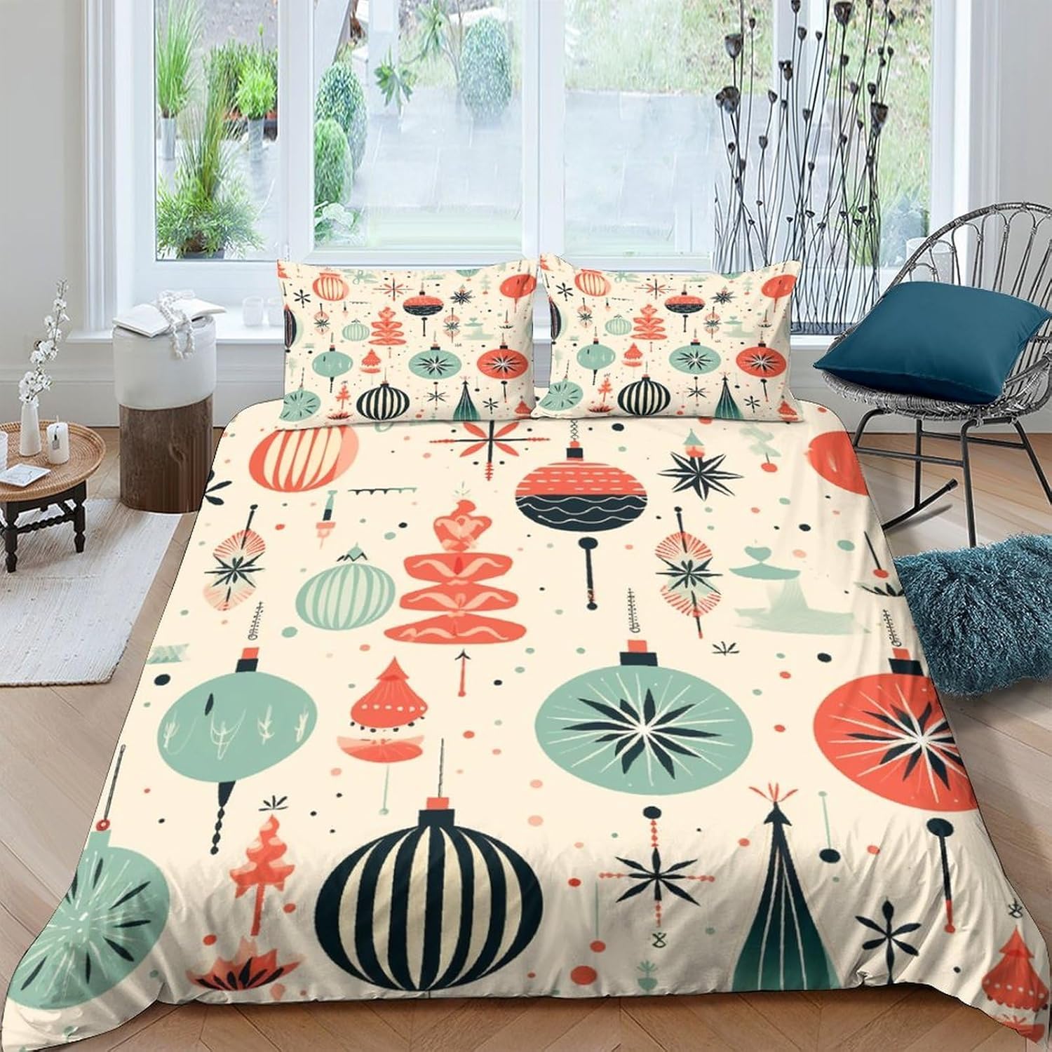 Housse de couette Noël 260x240 cm pour un lit chaud et facile à border sans effort