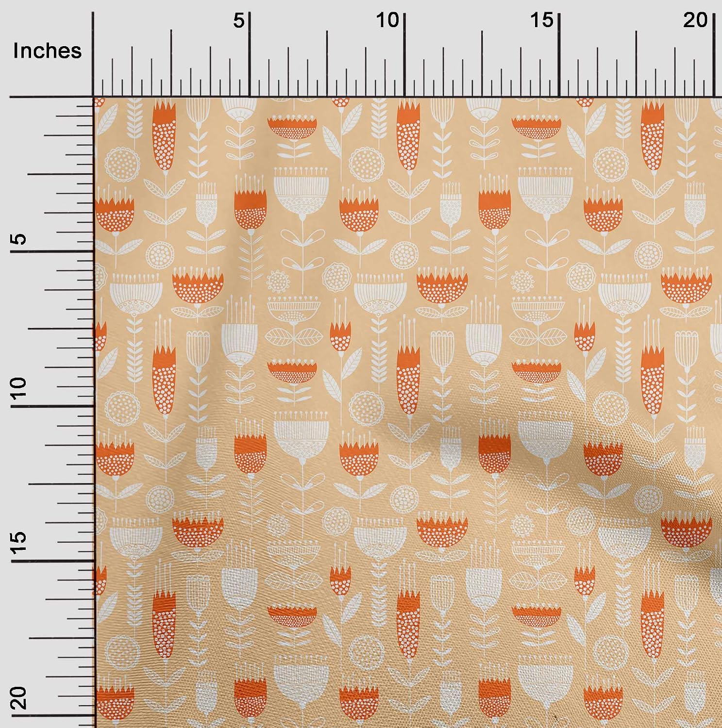 oneOone Georgette Viscose Light Beige Fabric African Floral DIY Clothing Quilting Fabric Print Fabric By Yard 42 Inch Wide