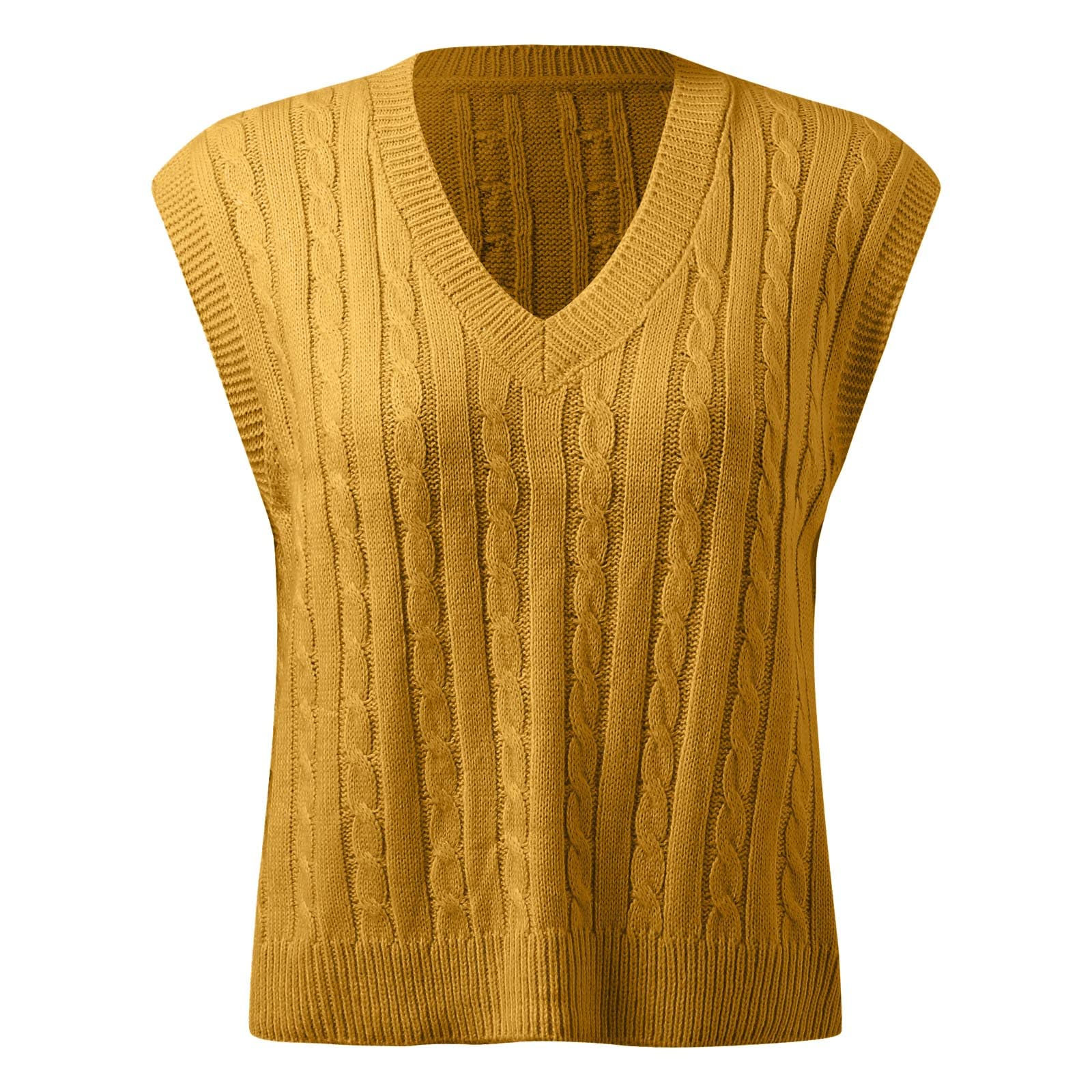 Cocila Pullunder Damen Ärmellos V Ausschnitt Strickweste Tank Top Weste Strick Casual Pullunder Sweater Weste Sweatshirt Herbst Freizeit Tops