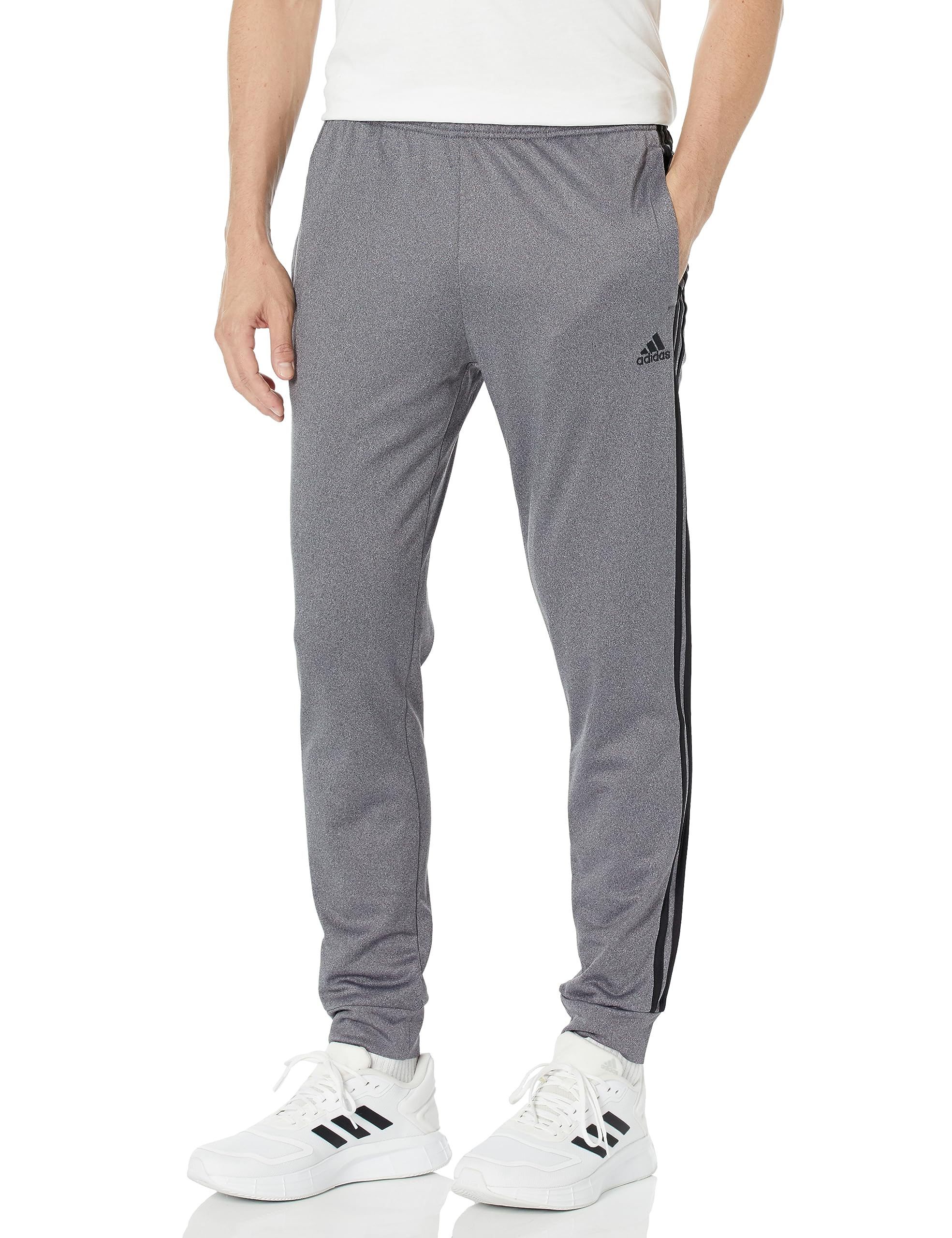 Adidas Men's Legend Ink Melange 3-Stripes Tricot Full-Zip Pants, X-Large