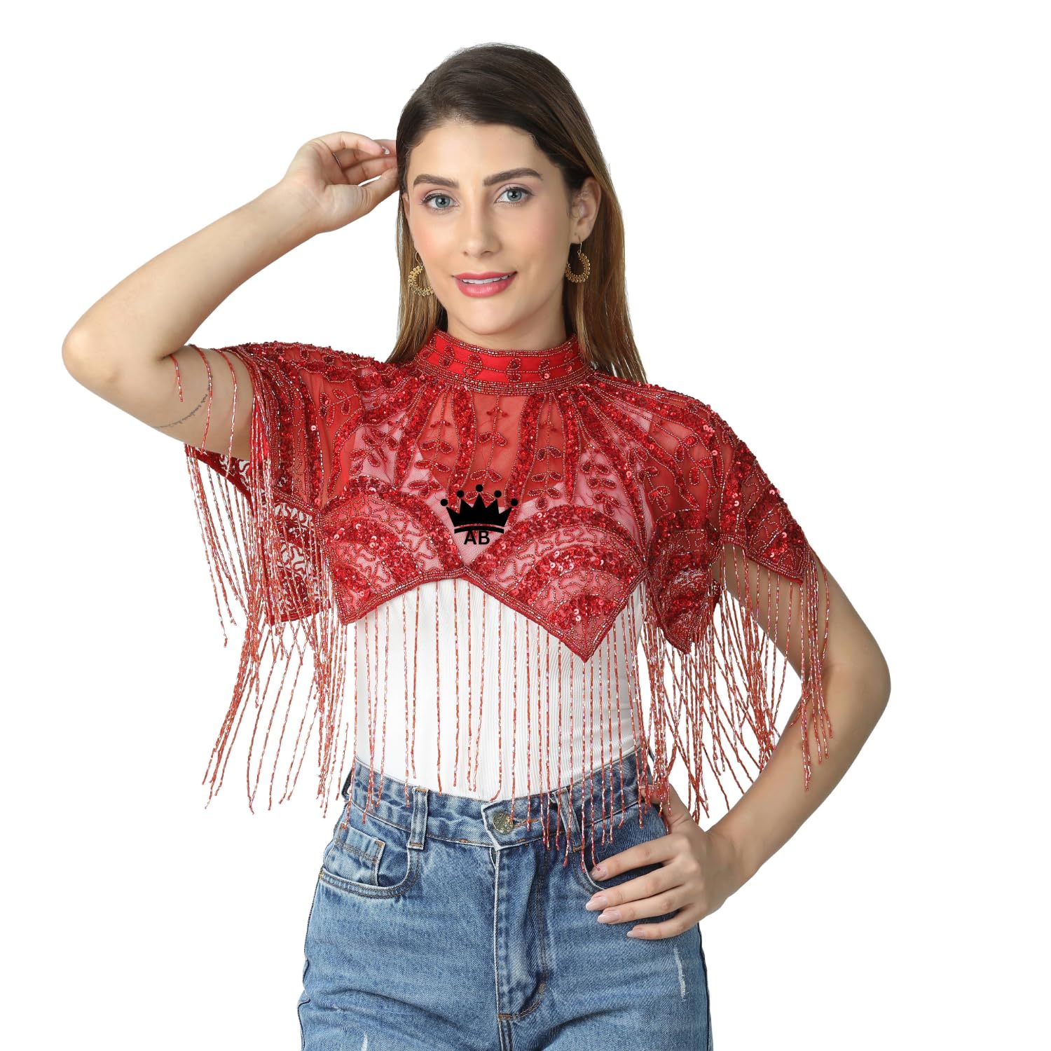 Women's Capes Net Poncho Capes Embroidery Shrugs New Stylist-image-27