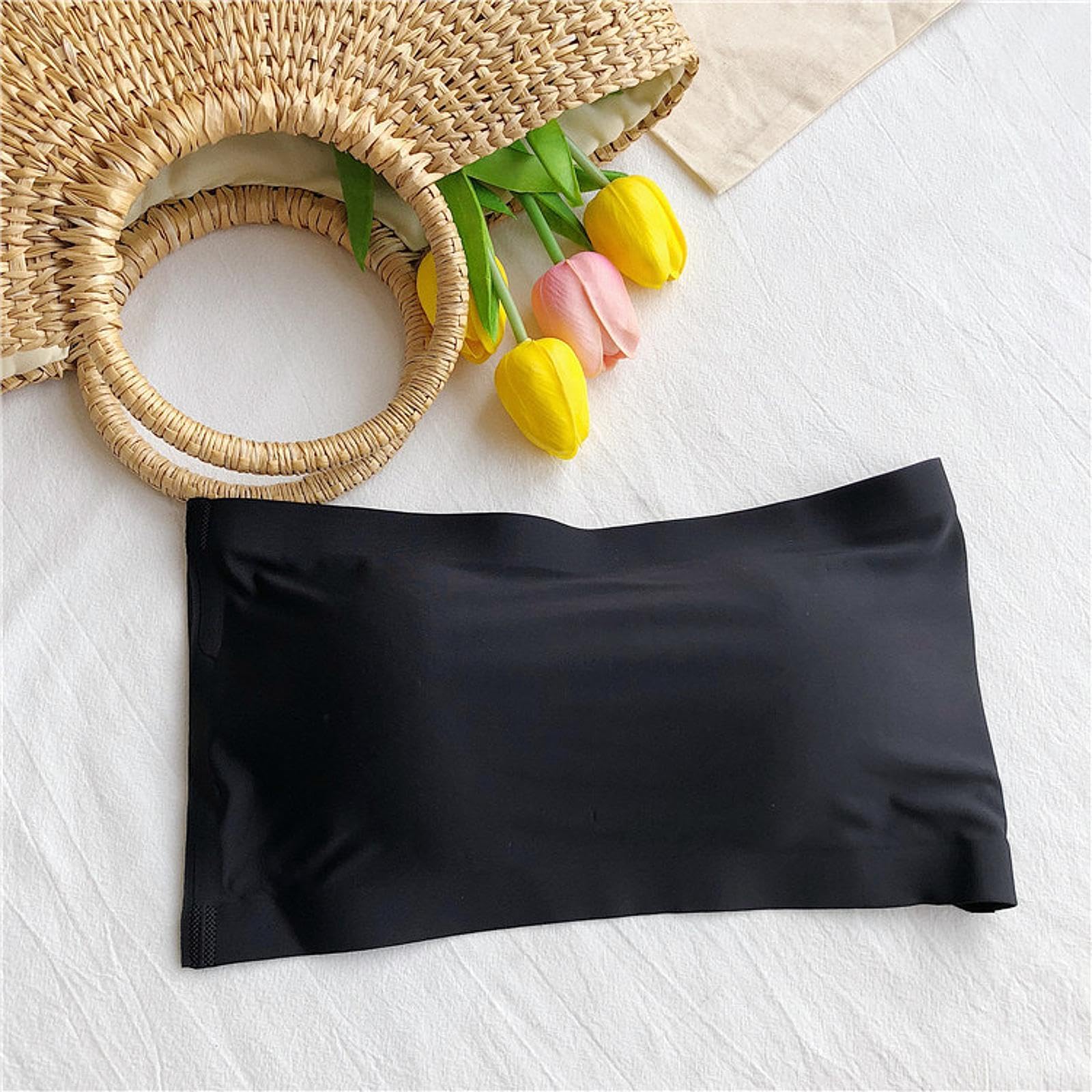 SNAPPSY Women Strapless Tube Top Soft Summer Invisible Bra for Sports Swimsuit Women Black-picture-33